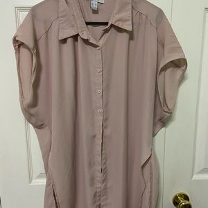 Blush pink chiffon tank top with short sleeves